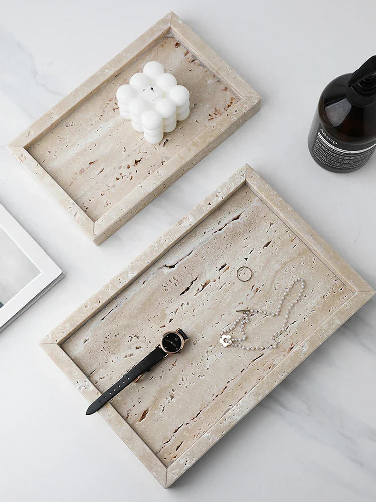 Minimalism Travertine Stone Vanity Tray