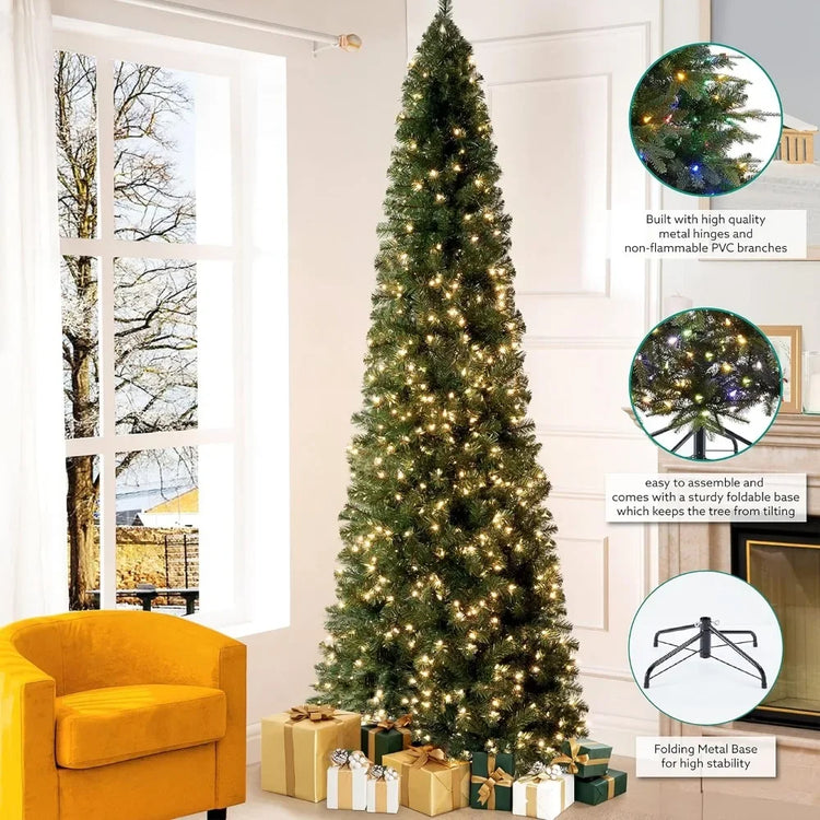 Artificial Christmas Tree with 1102 Branch Tips, 350 Warm Lights